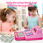 BAODLON Pretend Play Calculator Cash Register - 73 Pcs Pink Toy Cash Register, Microphone, Credit Card and Banking for Kids, Ear