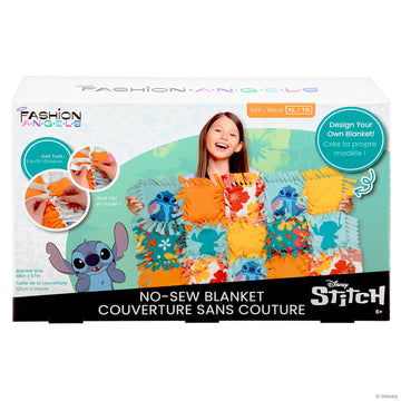 Fashion Angels Disney Stitch No-Sew Blanket Kit, Set Includes Assorted Polar Fleece Blanket Squares, Ideal Craft Activity for Gi