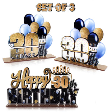 Lingteer Happy 30Th Birthday Gold Acrylic Table Topper Centerpieces Set - Cheers To Thirty Years Old Birthday 30Th Bday Party Gift Decorations.