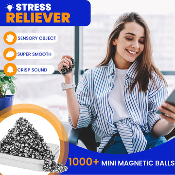 LECTRUS Magnetic Balls Over 1000 PCS Mini Magnetic Putty  with 2 Big Smooth Magnetic Beads  Fidget Toys for mature-themed  Weak Ferrite Putty Desk Toys for Office (Black)