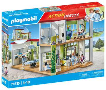 Playmobil Action Heroes 71615 New Hospital With Medical Equipment Made From More Than 80% Recycled And Bio-Based Materials, Deta