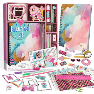 Eduman Pink Diy Journal Kit For 8-12 Years Old Girls - Ideal Birthday Gift For Kids, Diary & Scrapbooking Supplies Set With Arts & Crafts Tools For Recording Memories And Creative Expression