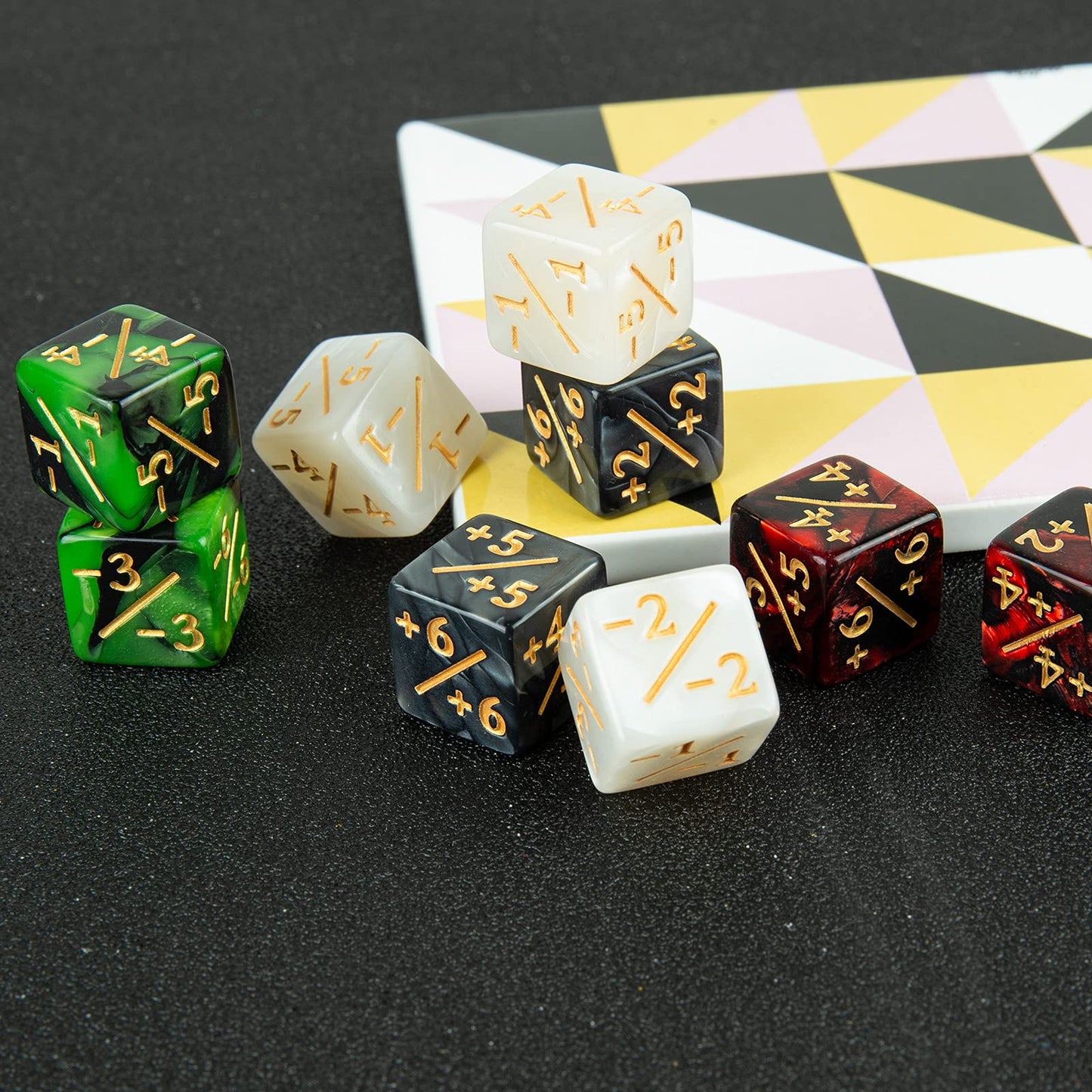 48 Pieces Magic The Gathering Token Dice Counters Marble Cube D6 Dice Loyalty Dice For Ccg Creature Stats Card Gaming Mtg Accessories, 4 Styles
