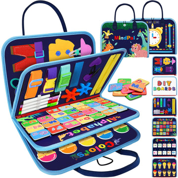 Mindpal Busy Board, Montessori Toy For Over 3 Year Old, Toddlers Educational Activity Developing Sensory Board For Fine Basic Dr