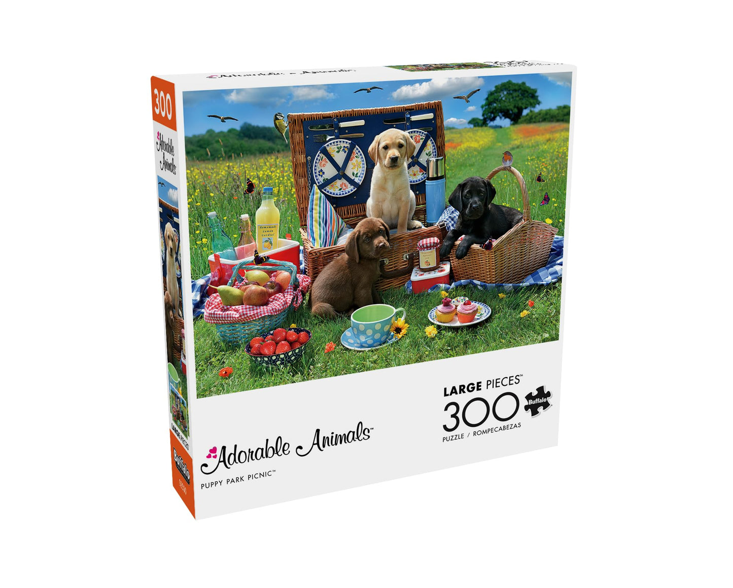 Buffalo Games - Adorable Animals - Puppy Park Picnic - 300 Large Piece Jigsaw Puzzle For Adults Challenging Puzzle Perfect For Game Nights