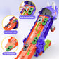 Hacocola Dinosaur Transporter Truck Foldable Sliding Race Track Toy With 8 Toy Cars For Kids Age 3 4 5 6 7 8 (Purple)
