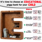 Piggy Bank for Kids Boys Girls, Wooden Large Letter Piggy Bank Alphabet Money Bank with Initial E, Coin Bank Fun Gifts for Birth