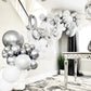 Voircoloria 130Pcs Metallic Silver Balloons Different Sizes 18'' 12'' 10'' 5'' Chrome Silver Balloon Garland Arch Kit For Gradua