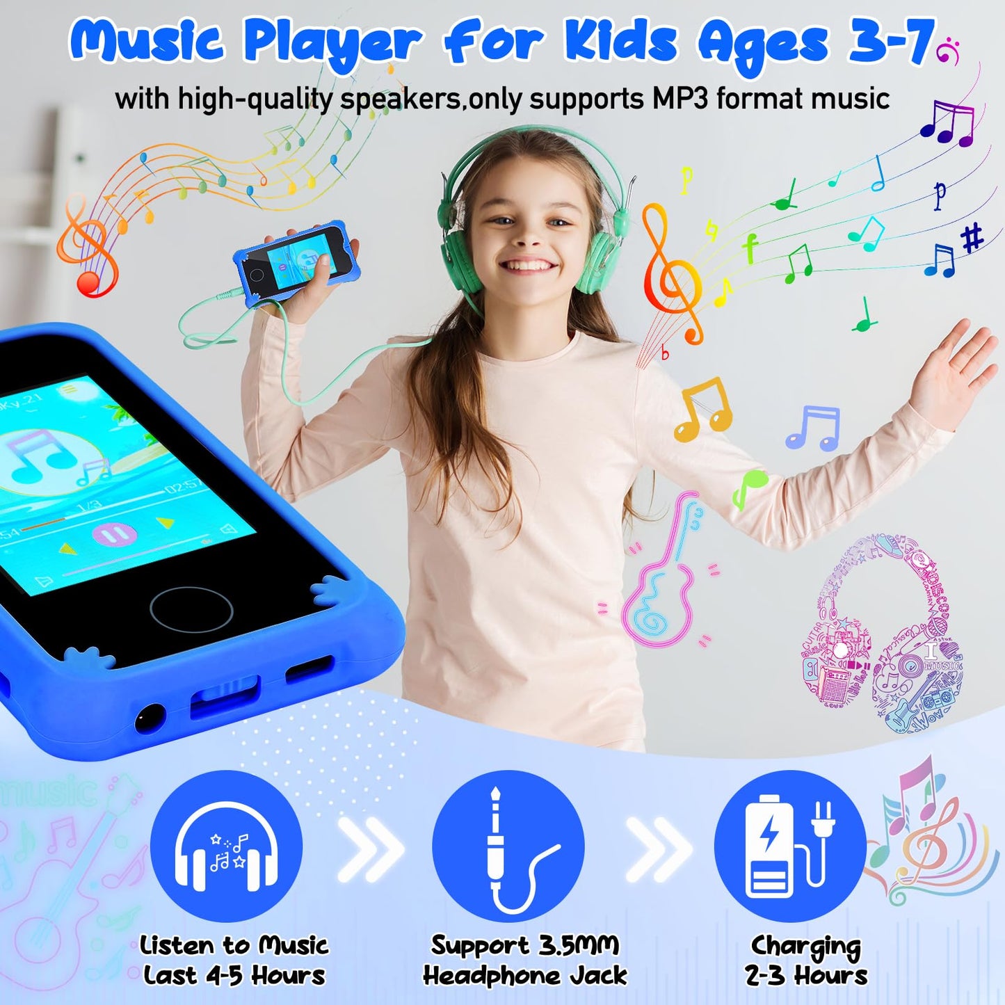 Kids Smart Phone for Boys Dinosaur Gifts for Boys 3-7 Years Old Touchscreen Toy Phone Music Player Camera Christmas Birthday Gif