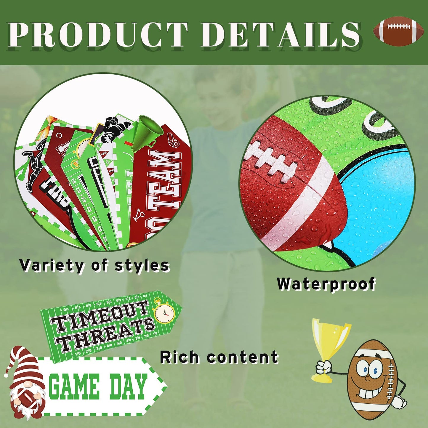 20 Pieces Football Party Sign Football Tailgate Party Supplies Concession Stand Decoration Football Team Party Decor Favors for