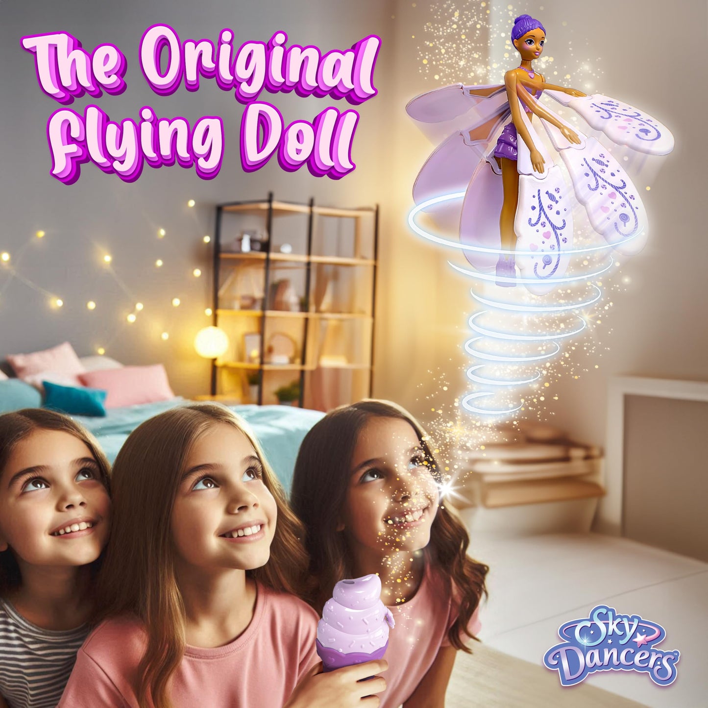 Sky Dancers Purple Licious- The Original Flying Doll Toy - Pull String Powered, Use Indoors Or Outdoors, No Batteries Required,