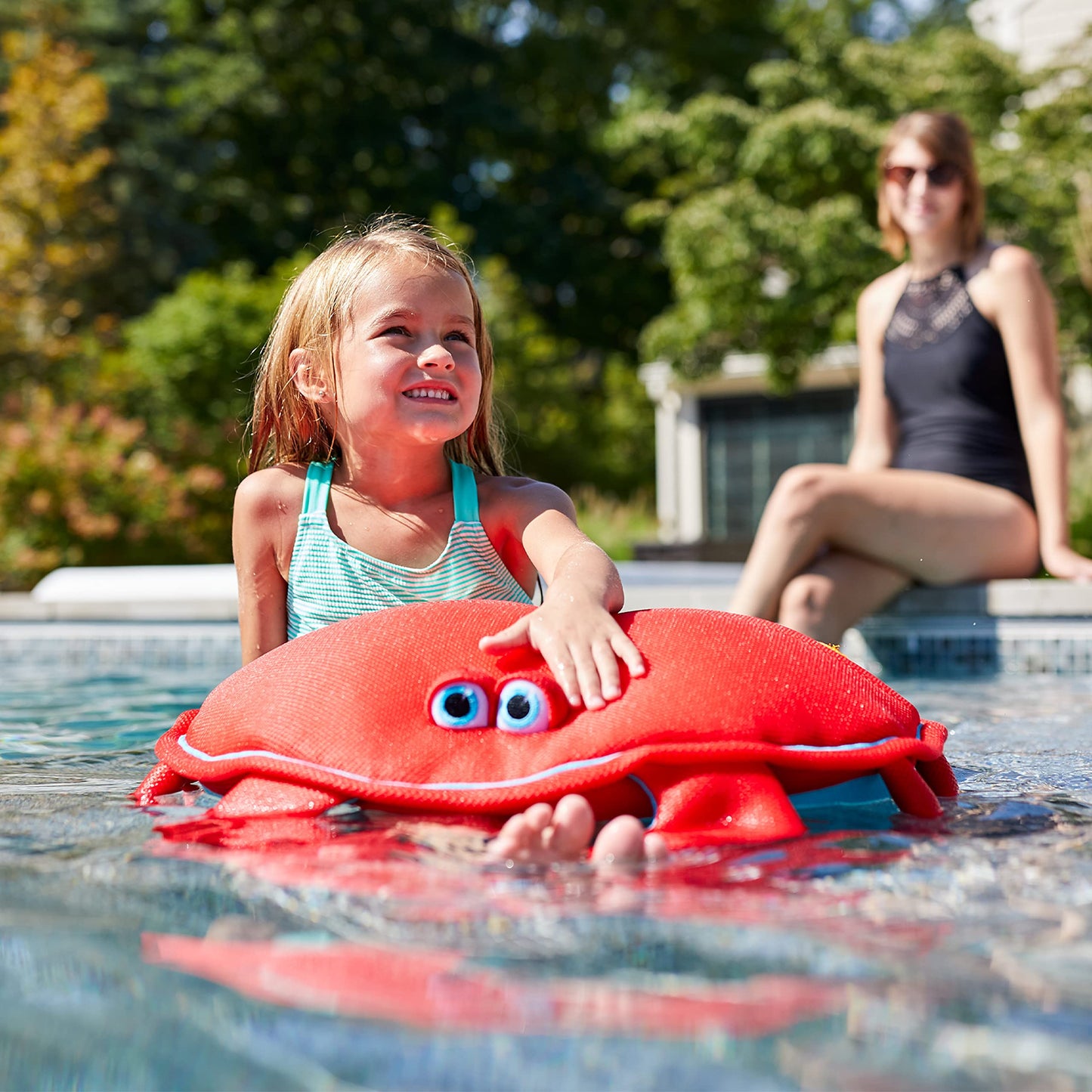 Big Joe Pool Petz Crab Floating Pool Toy - No Inflation, Quick Draining Fabric, 35"L x 43"W x 7"H, Model 2020CRA, Color: Crab