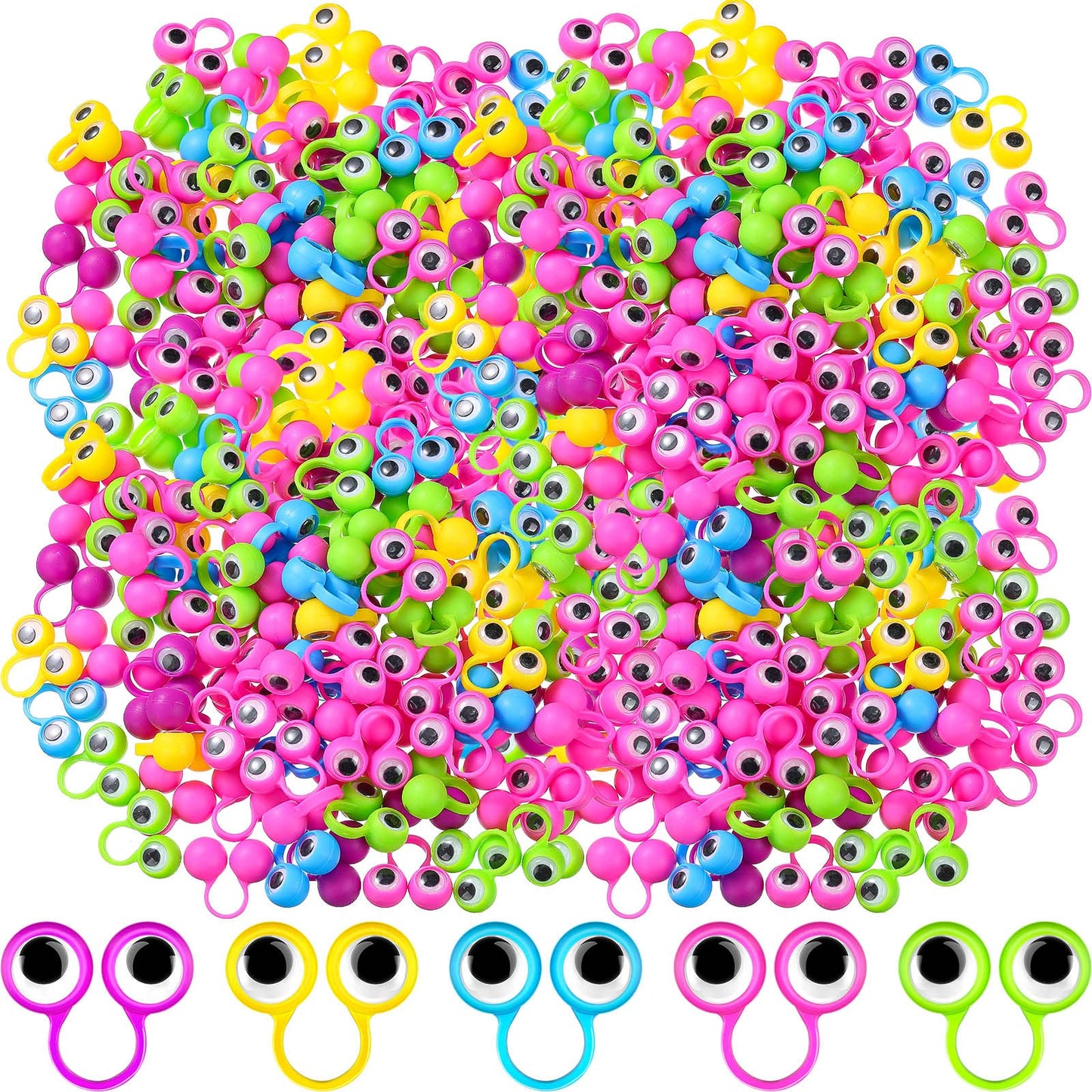 Sratte 240 Pcs Eye Finger Puppets Googly Eye Wiggly Eyeball Ring Finger Toys Plastic Googly Eye Rings Party Favor for Teens Clas