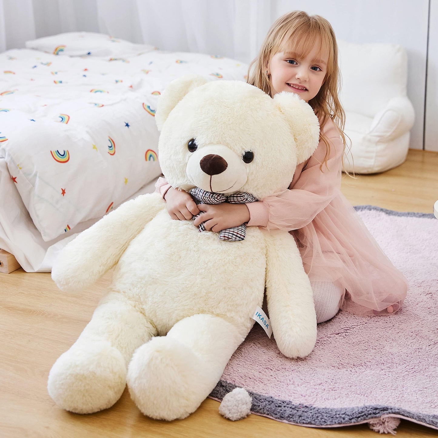 Ikasa Giant Teddy Bear Plush Toy Stuffed Animals (White, 30 Inches)