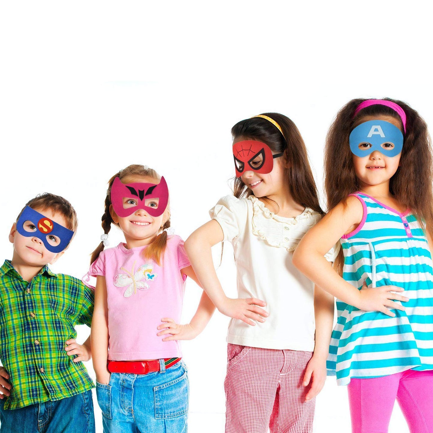 TEEHOME Superhero Masks Party Favors for Kid (33 Packs) Felt and Elastic - Superheroes Birthday Party Masks with 33 Different Ty
