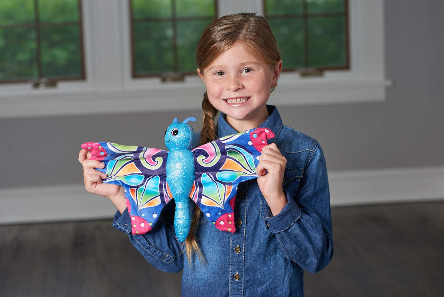 Wild Republic Huggers Butterfly Blue Plush Toy, Slap Bracelet, Stuffed Animal, Kids Toys, 8'