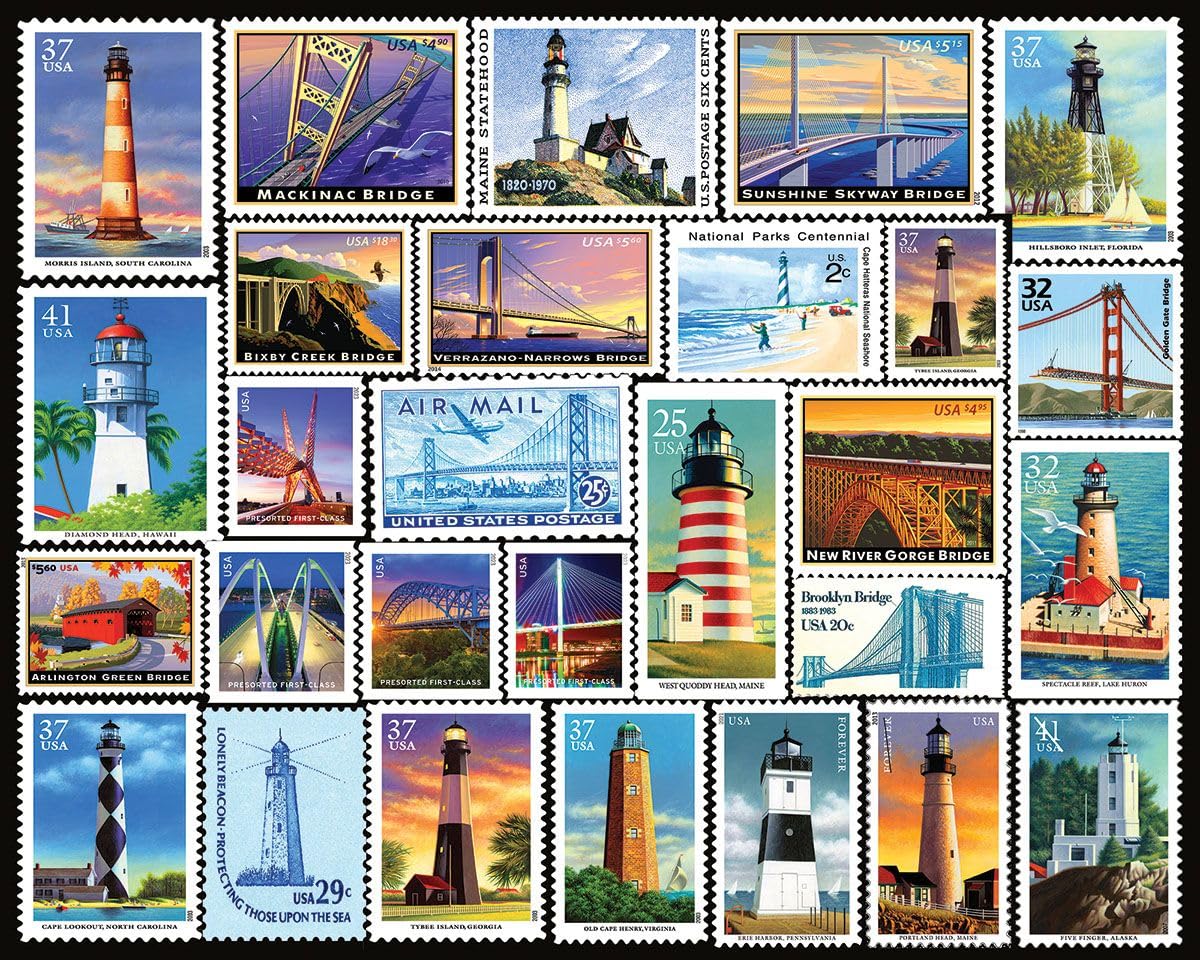 White Mountain Puzzles - Lighthouses & Bridges - 1000 Piece Jigsaw Puzzle for mature-themeds - Fun Family Activity - 24x30