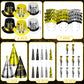 40PCS New Years Party Supplies 20 Guests, New Years Party Favors Gold Black, New Years Accessories Cardboard Plastic, Tiaras Top