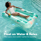 SLOOSH Inflatable Tanning Pool Lounger Float  70 x 46 Pool Floats mature-themed with Pillow  4 in 1 Suntan Tub Raft Floatie Sunbathing Bed Lounge for Water Blow Up Kids Ball Pit Party Gifts  L-Aqua Blue