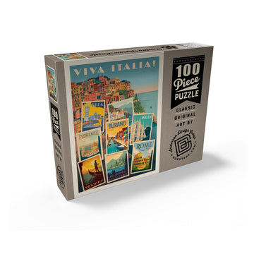 MyPuzzle.com 100 Piece Jigsaw Puzzle - Vintage Italy Collage, Colorful Cardboard, Model 64184ba988c9e96eb2c24e65