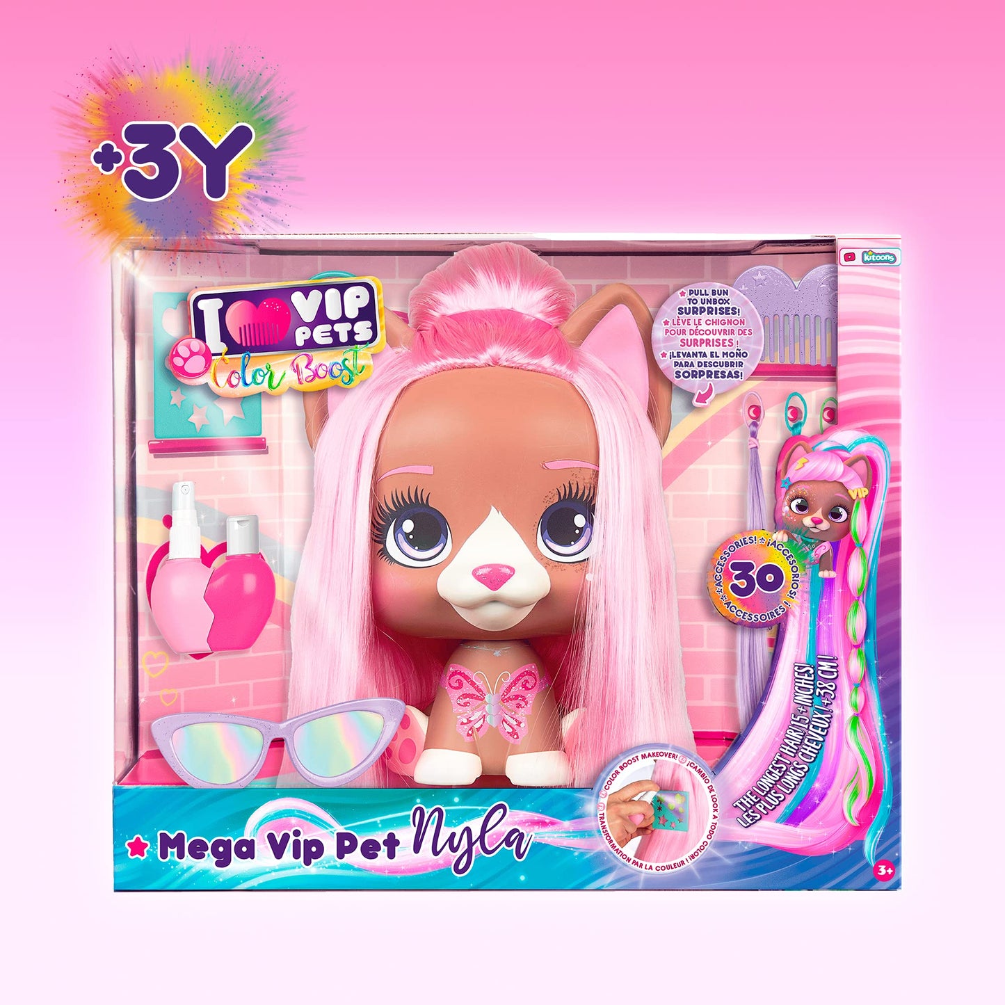 Imc Toys Color Boost - Mega Vip Pet Nyla | Styling Head, 30+ Accessories, Kids Age 3+, Multi