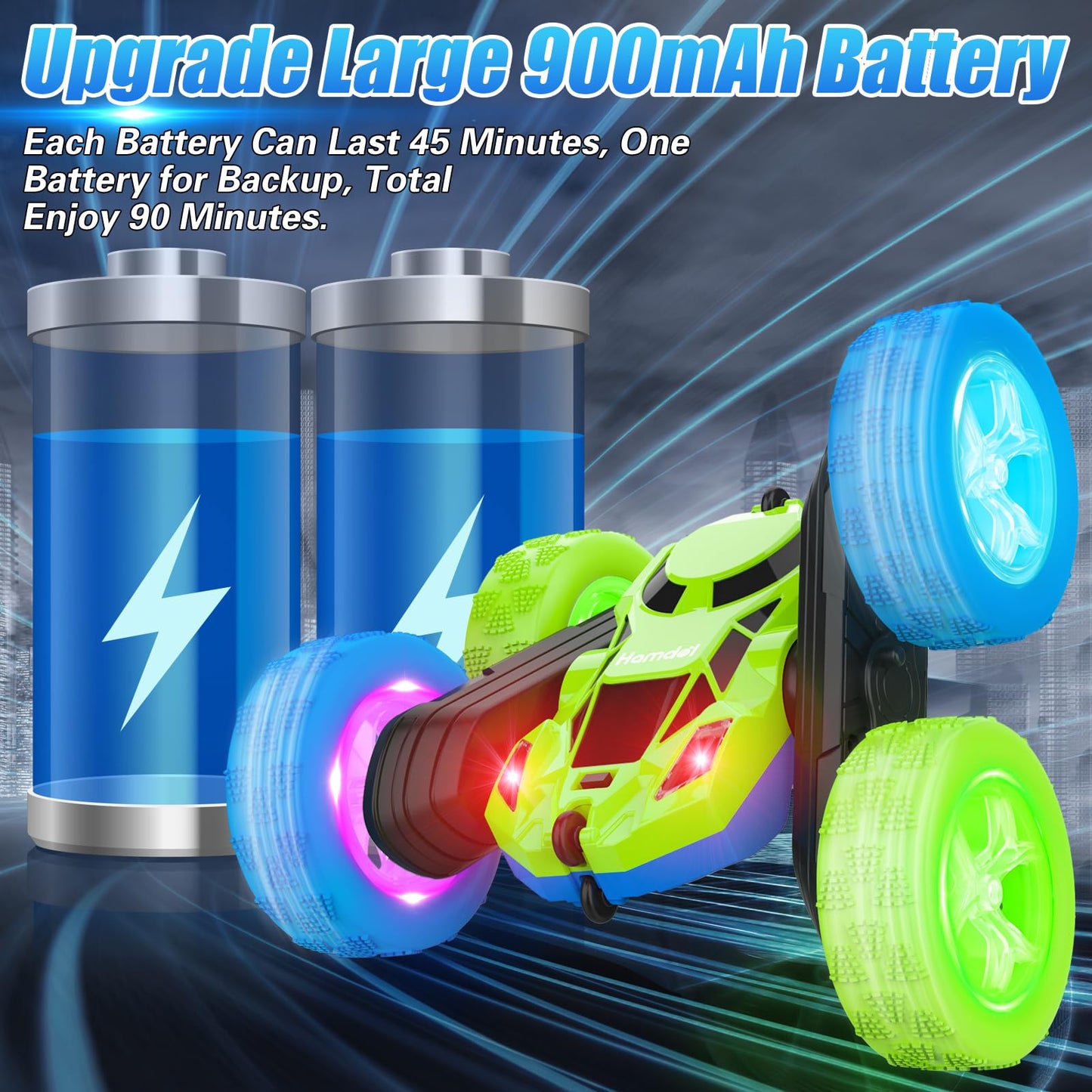 Remote Control Car for Kids RC Stunt Cars with Cool Wheel Lights 360 Rotating Boys Toys for Ages 6 7 8 9 10-12 Kids Gift Ideal(B