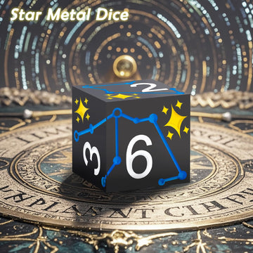 PJOY Metal Dice Set D&D Star DND Dice Set Polyhedral Dice for RPG Role Playing Games Dungeons and Dragons TTRPG Black Yellow Blu
