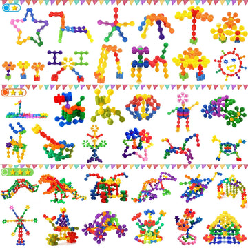 Kids Building Blocks Stem Toys, 120 Pcs Plastic Gear Interlocking Sets That Bends - Safe Material - Toddler Educational Toy For Girls And Boys Aged 3+