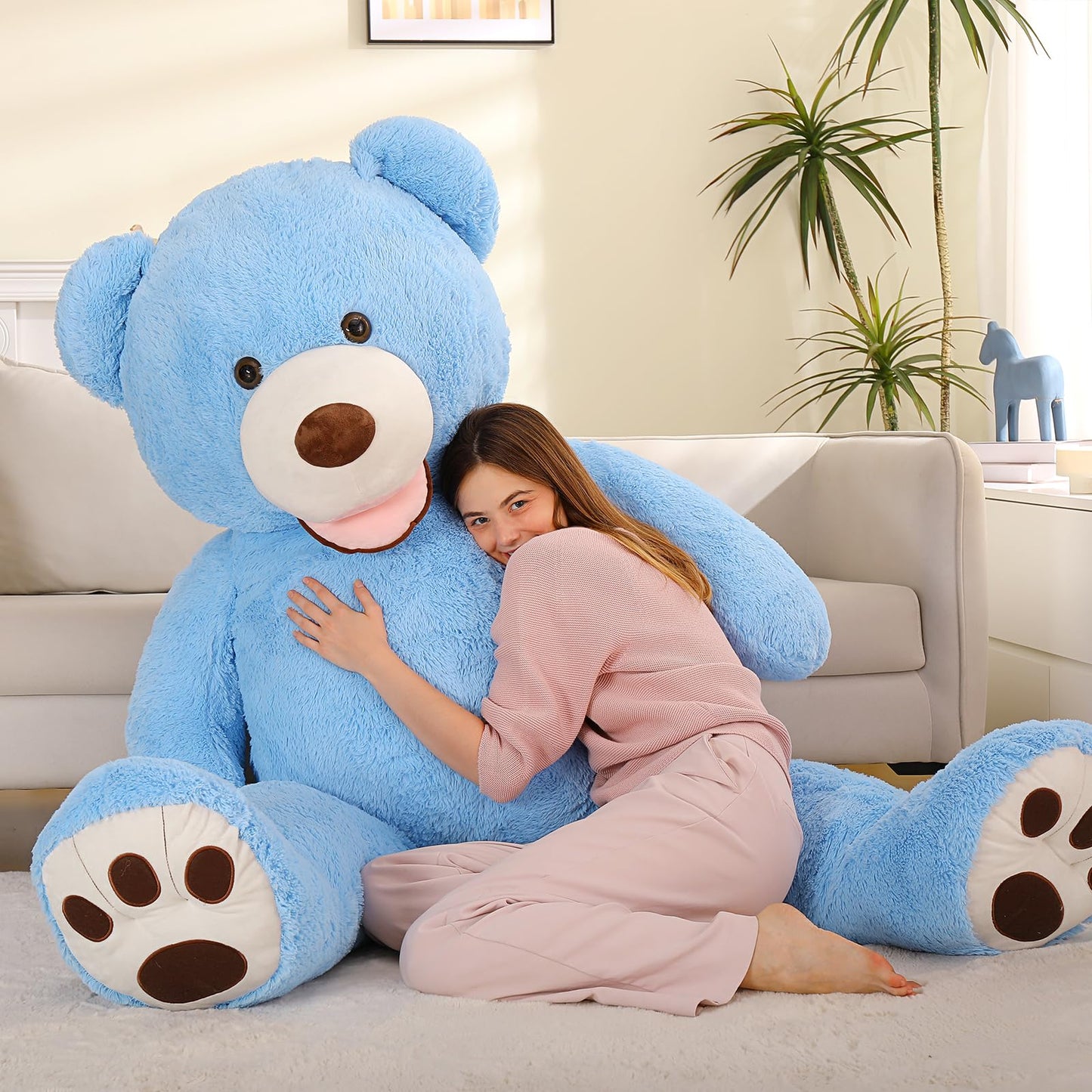 Maogolan Giant Teddy Bear Plush 6 Feet, Cute Valentines Day Teddy Bear Stuffed Animal With Smiling Face, Gift For Girlfriend Boyfriend Wife On Anniversary,Christmas Long Distance