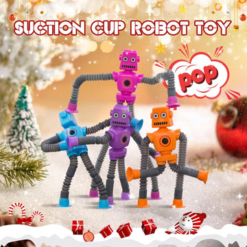 Easter Basket Stuffer Gift, Pop Tubes Robot Fidget Toys For Kids, 2Pack Fidget Pop Telescopic Suction Cup Toy For Stress And Anx
