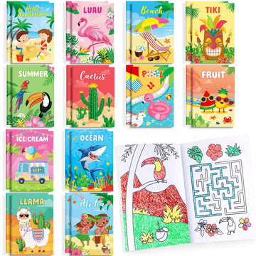 24 Pcs Summer Mini Coloring Books Birthday Party Favors Drawing Book Bulk For Kids Ocean Beach Flamingo Watermelon Fruit Pool Pa