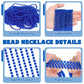 100 Pcs Blue Mardi Gras Beads Necklaces, 33'' Metallic Patriotic Carnival Beaded, 4Th Of July Costume Necklaces Bulk, Mardi Gras