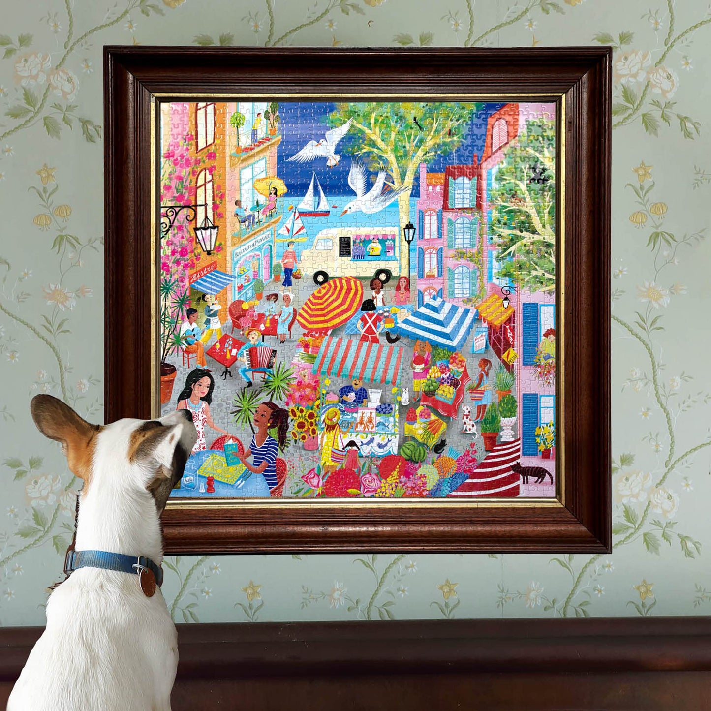 eeBoo: Piece and Love Marketplace in France 1000 Piece Square mature-themed Piece Puzzle  23 x 23 When Completed  Sturdy Puzzle Pieces  for Ages 14 and up
