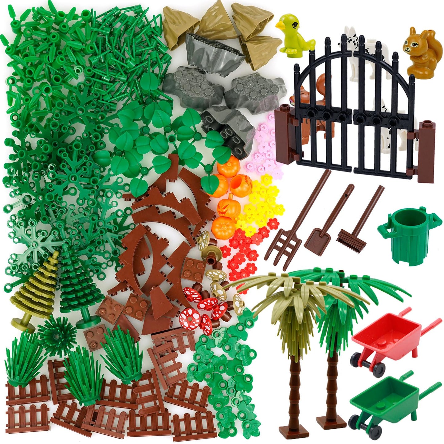 Pamvava Plants Flowers Building Blocks Accessories, Tree Botanical Parts and Pieces Set, Garden Forest Jungle Farm Park Bricks T