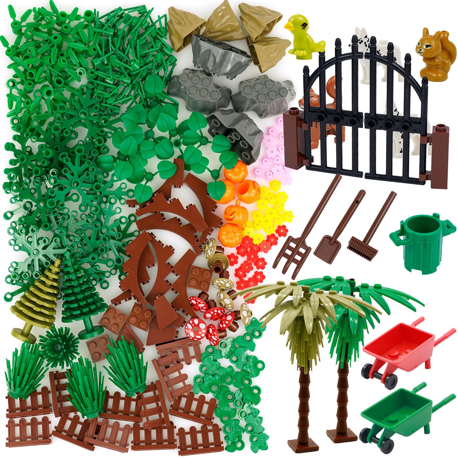 Pamvava Plants Flowers Building Blocks Accessories, Tree Botanical Parts and Pieces Set, Garden Forest Jungle Farm Park Bricks T