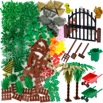 Pamvava Plants Flowers Building Blocks Accessories, Tree Botanical Parts and Pieces Set, Garden Forest Jungle Farm Park Bricks T