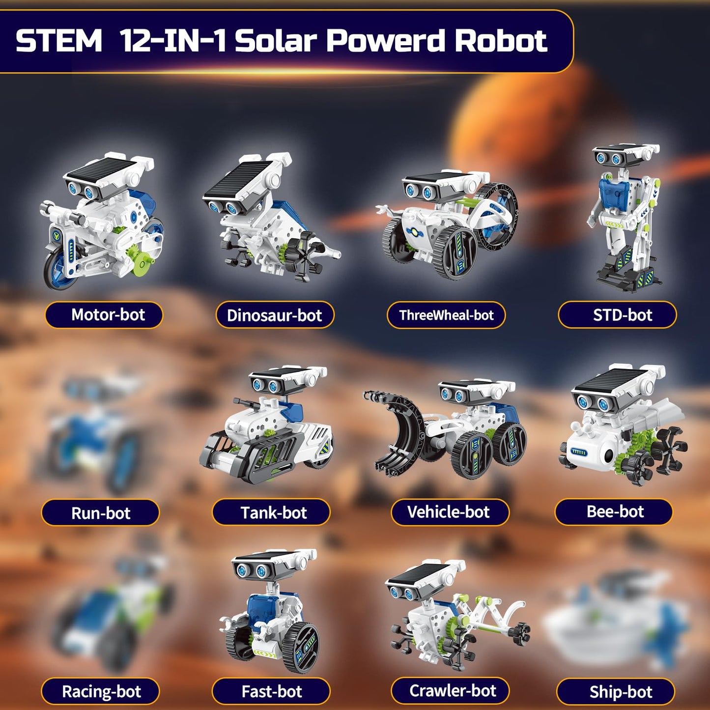 Cobfdha Toys For Kids Age 8-12, 12-In-1 Stem Building Robot Kit Science Learning Educational Experiment Kit, Gifts For 9 10 11 1