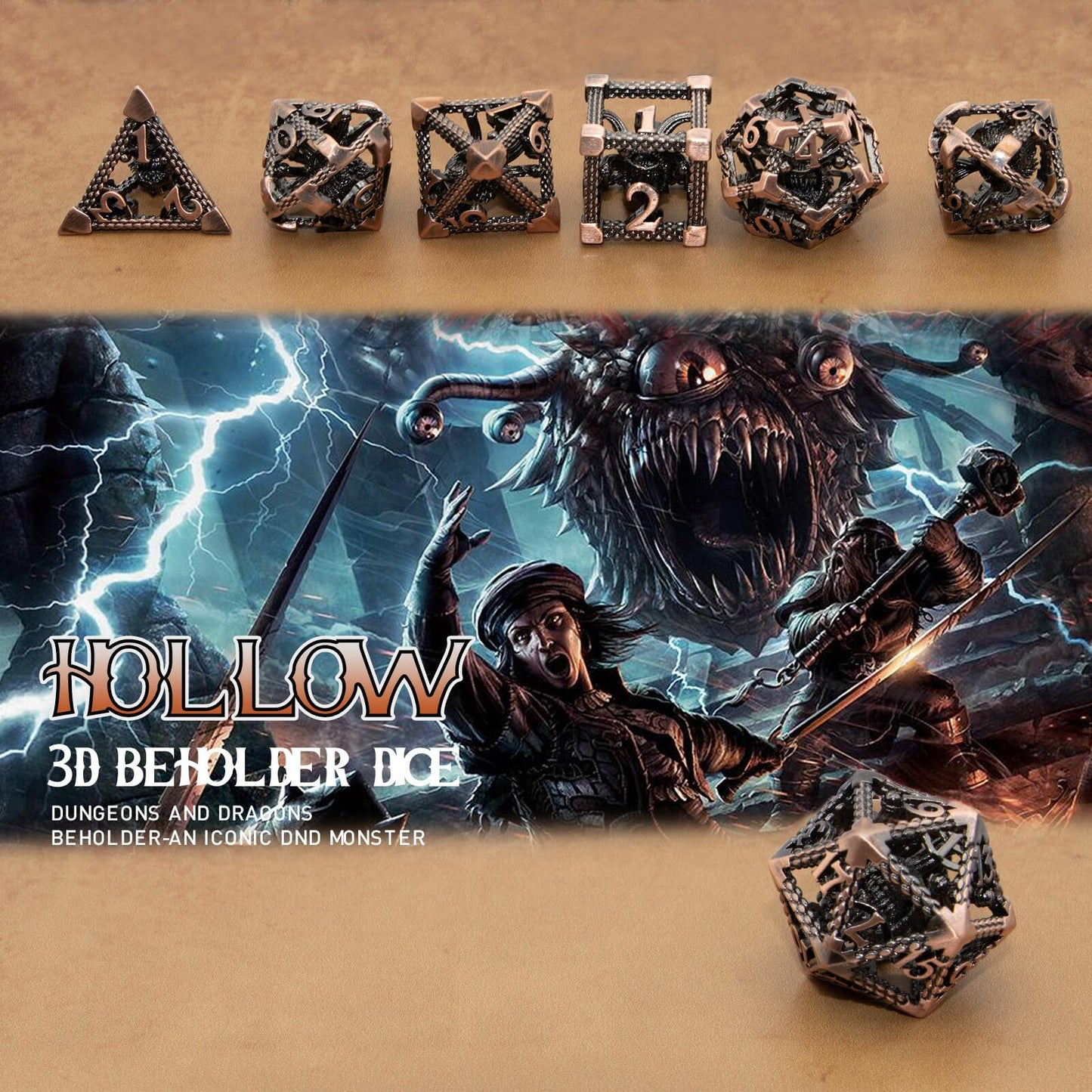 Beholder Dice,HNCCESG DND Dice of 7 Piece Dice Set,Dice Set D&D Metal for Dungeons and Dragons Dices or D and D Dice,RPG Role Pl