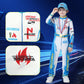 Treyrea Race Car Driver Costume Boys Racer Jumpsuit With Car Cap Kids Dress Up For Halloween (Blue, Xl(For Height 57''-60''))