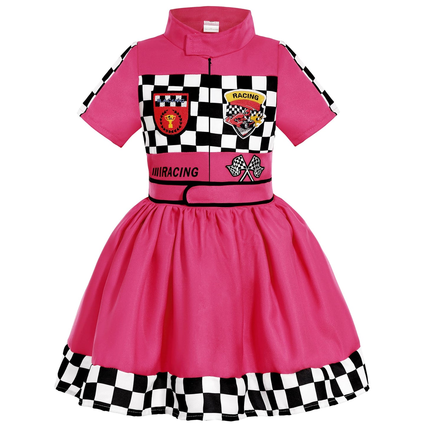 Gortykor Girls Race Car Driver Costume Racer Dress Costume for Girls Halloween Racer Cosplay Dress Up (3-4 Years)