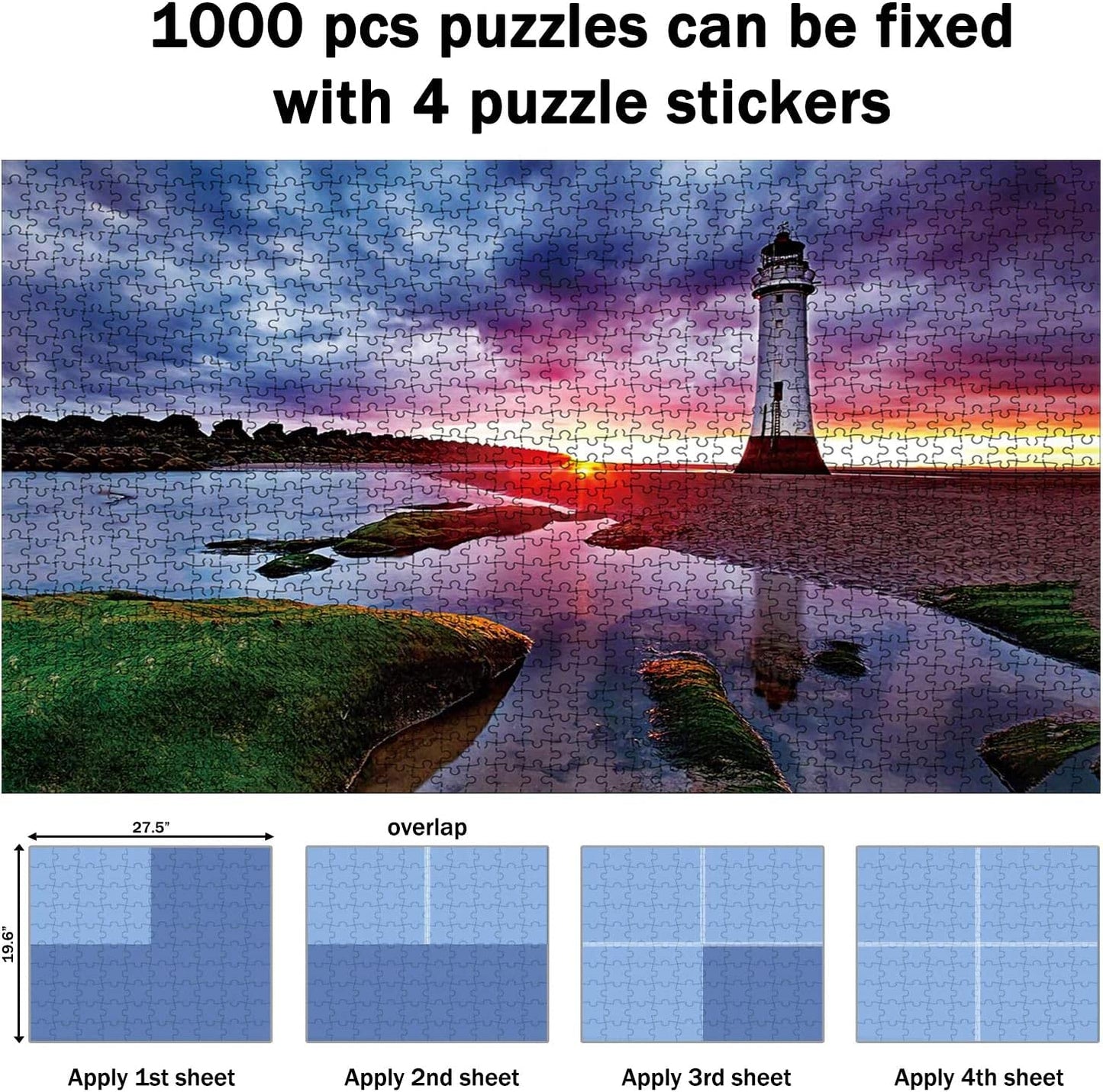Preserve 6 X 1000 Jigsaw Puzzle Glue Sheets, 24 Sheets Puzzle Saver Peel And Stick, No Stress & No Mess Puzzle Saver Sheets, Puzzle Backing Adhesive Sheets Preserve Your Puzzle, Puzzle Sticker Sheets
