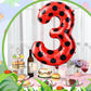 Lunmon Ladybug 40Inch Number 3 Balloon, Polyester, Black Red Polka Dots, Birthday, Baby Shower Decorations, Children, Unisex