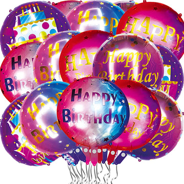 25 Pcs Purple Happy Birthday Balloons 18 Inch Round Shaped Balloons Helium Mylar Balloons Foil Balloon For Kids Valentines Day D