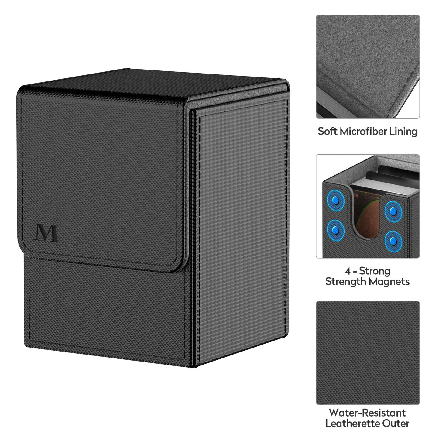 Mixpoet Deck Box Compatible With Mtg Cards, Trading Card Case With 2 Dividers Per Holder, Large Size For 100+ Cards (Marvelous-Black)