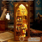 Ourmiao Book Nook Kit Library, Diy Booknooks Kit For Adults Teens With Sensor Lights, Bookshelf Diorama Miniature Scenes Insert