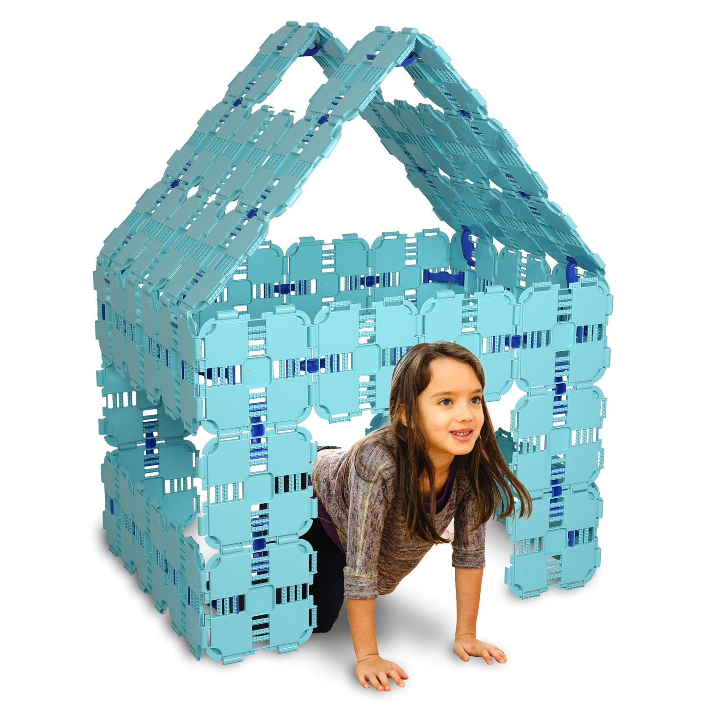 Fort Boards Jumbo Fort Building Kit - 90 Piece Light Blue Polypropylene Blocks