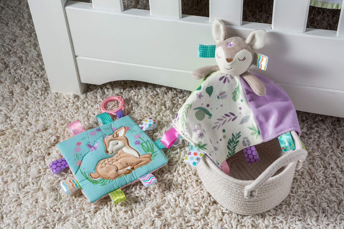 Taggies Soothing Sensory Crinkle Me Toy With Baby Paper And Squeaker, Flora Fawn, 6.5 X 6.5-Inches
