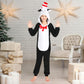 Rabtero Kids Cat In The Hat Costume, Girls Book Character Costume, Boys Dr Seuss Costume, Children Animal Onesie Novelty One-Piece Pajamas, Halloween Christmas Cosplay Costume For Kids 10-12