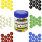 Super Value Depot Chinese Checkers Glass Marbles. Set Of 72, 12 Each Color. Size 9/16    (14Mm), With Practical Container.