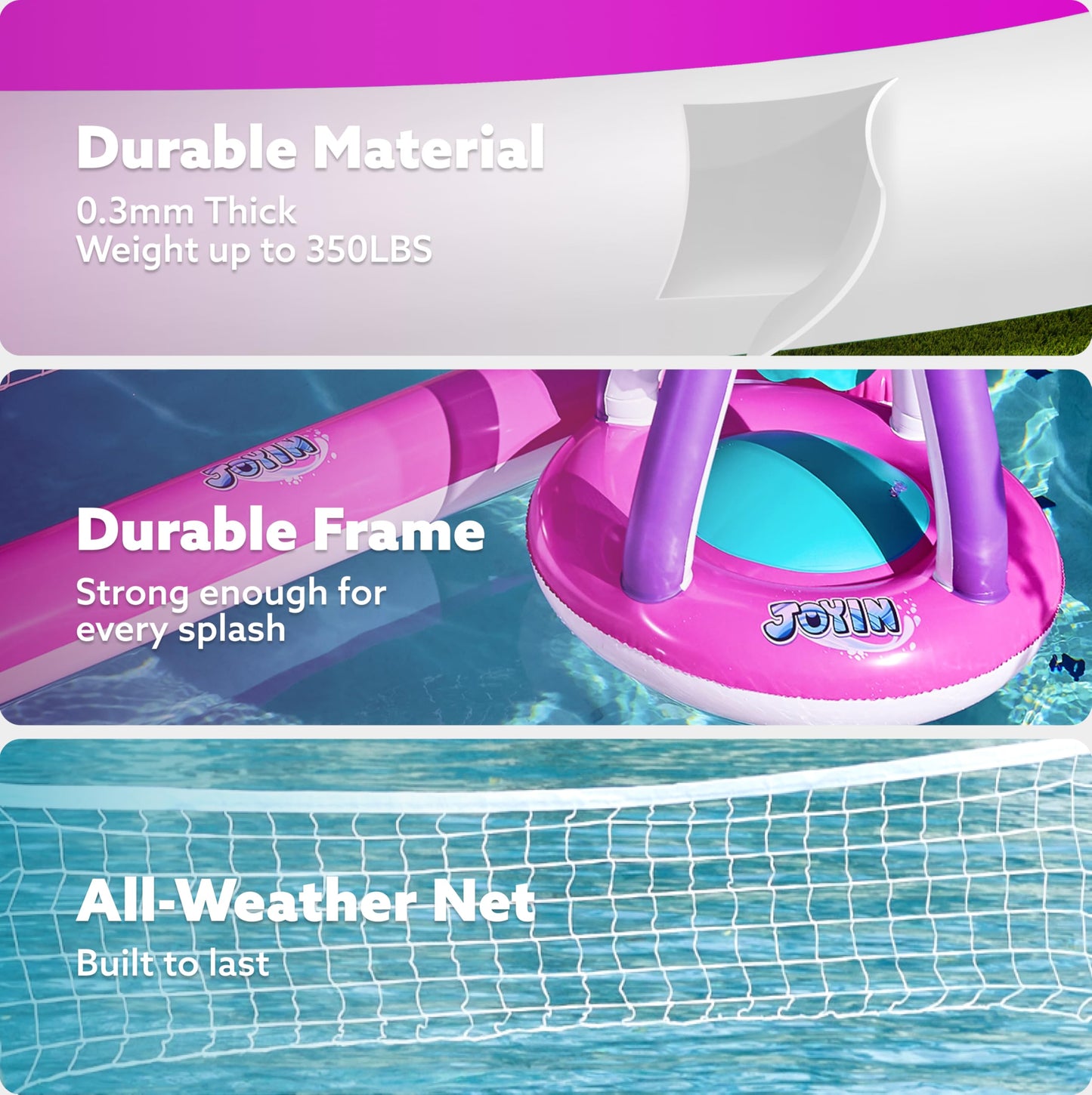 Joyin Inflatable Pool Float Set Volleyball Net & Basketball Hoops, Floating Swimming Game Toy Floaties For Kids And Adults Volle